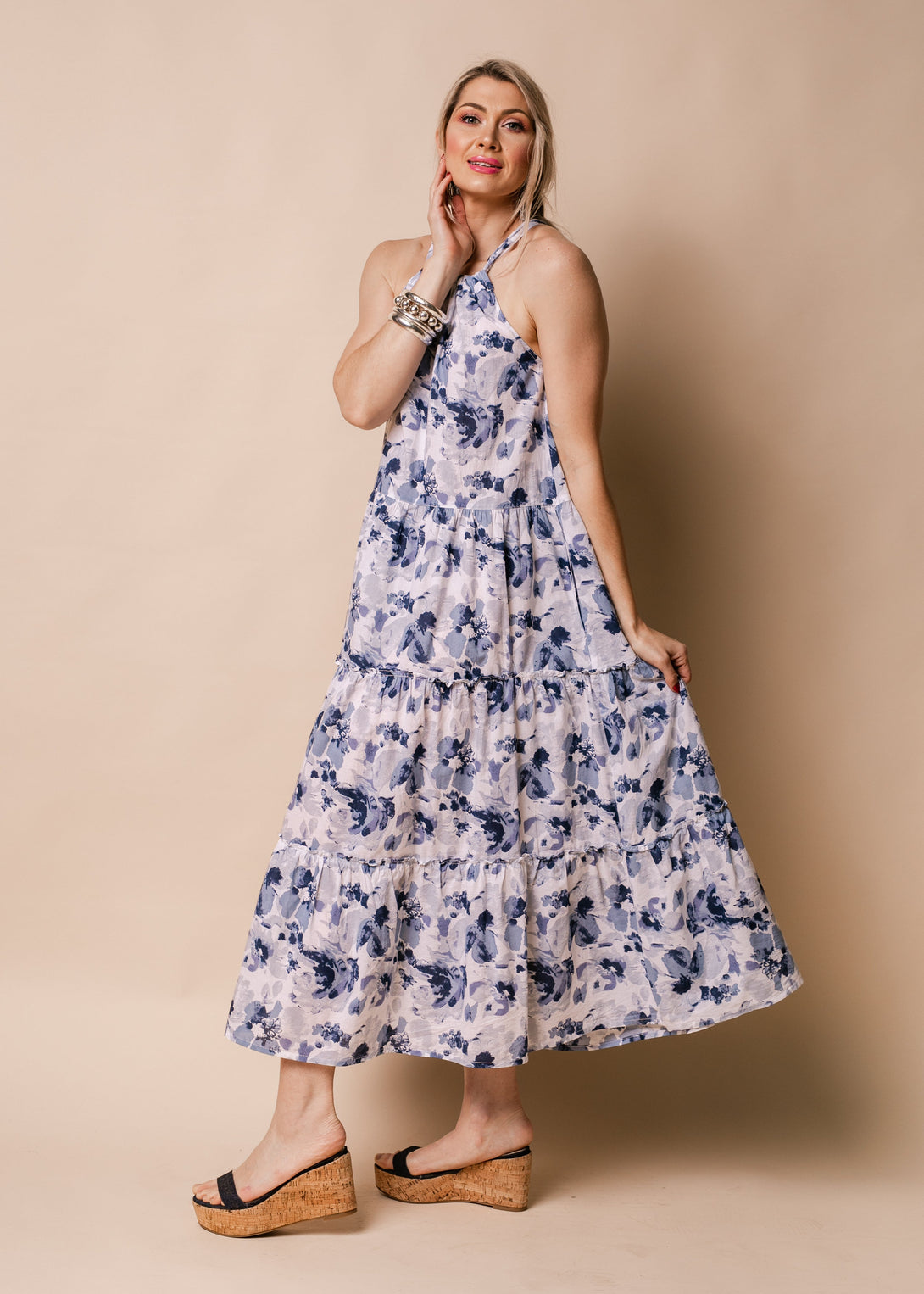 Murphy Cotton Dress in Navy