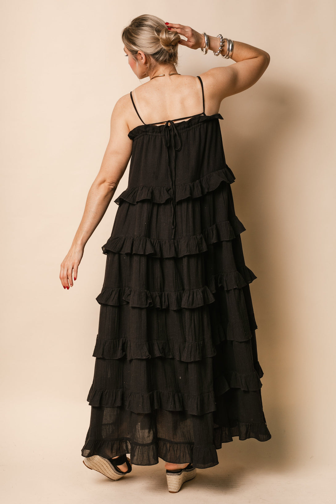 Callie Cotton Dress in Onyx - Imagine Fashion