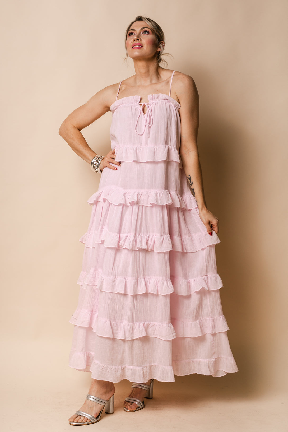 Callie Cotton Dress in Blush - Imagine Fashion
