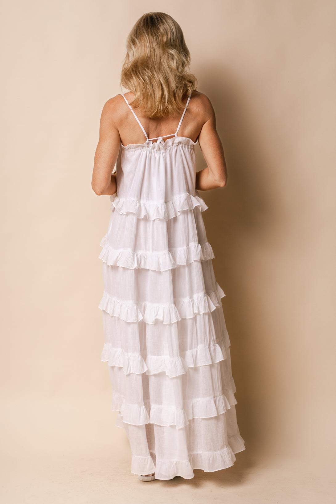 Callie Cotton Dress in White - Imagine Fashion