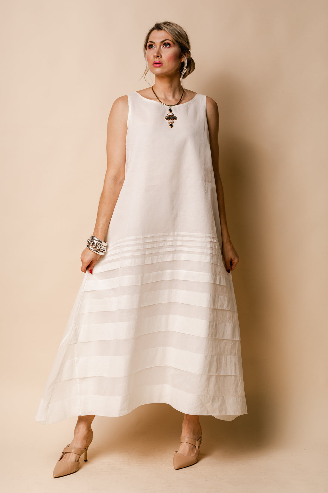 Molly Organza Dress in Cream - Imagine Fashion