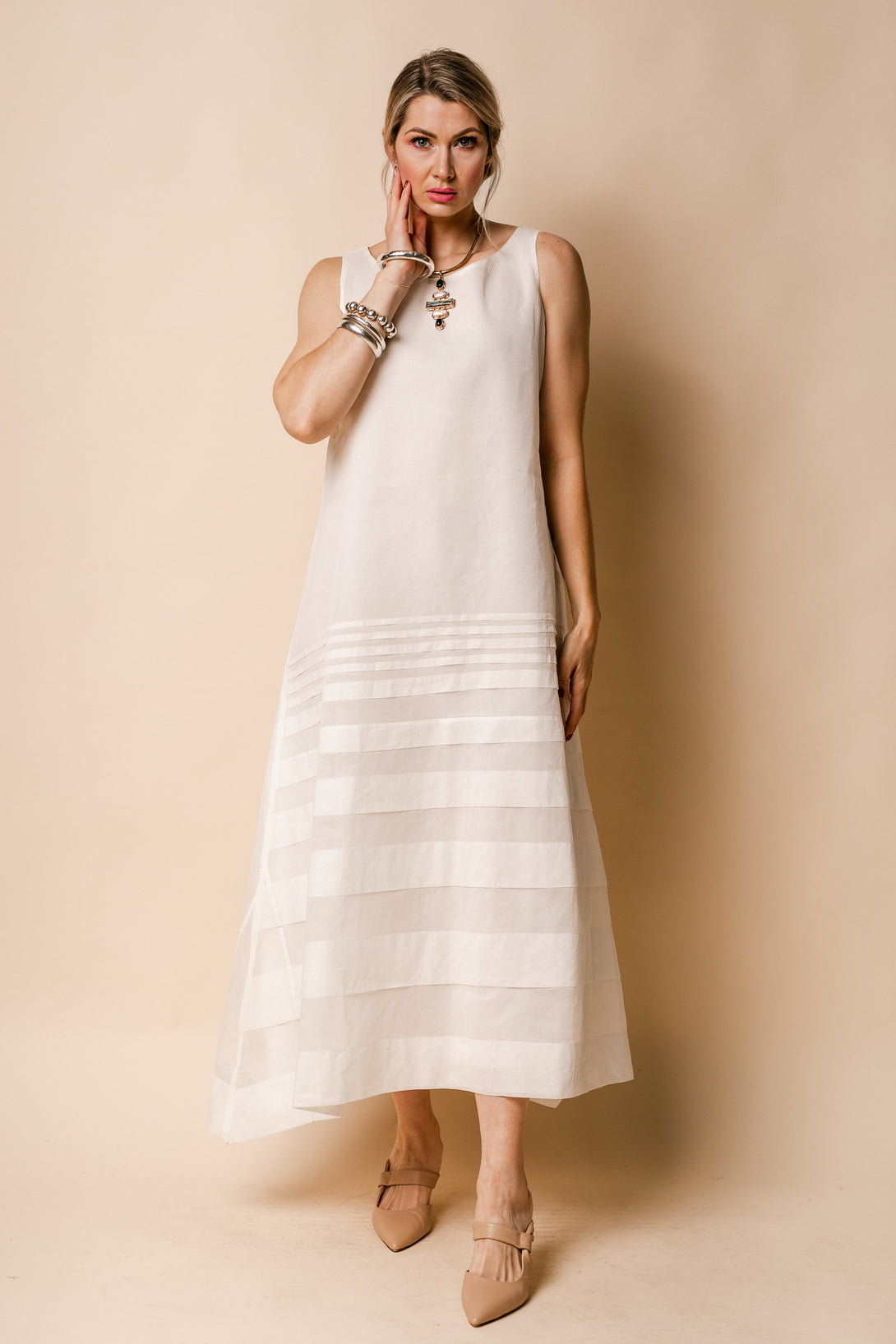 Molly Organza Dress in Cream