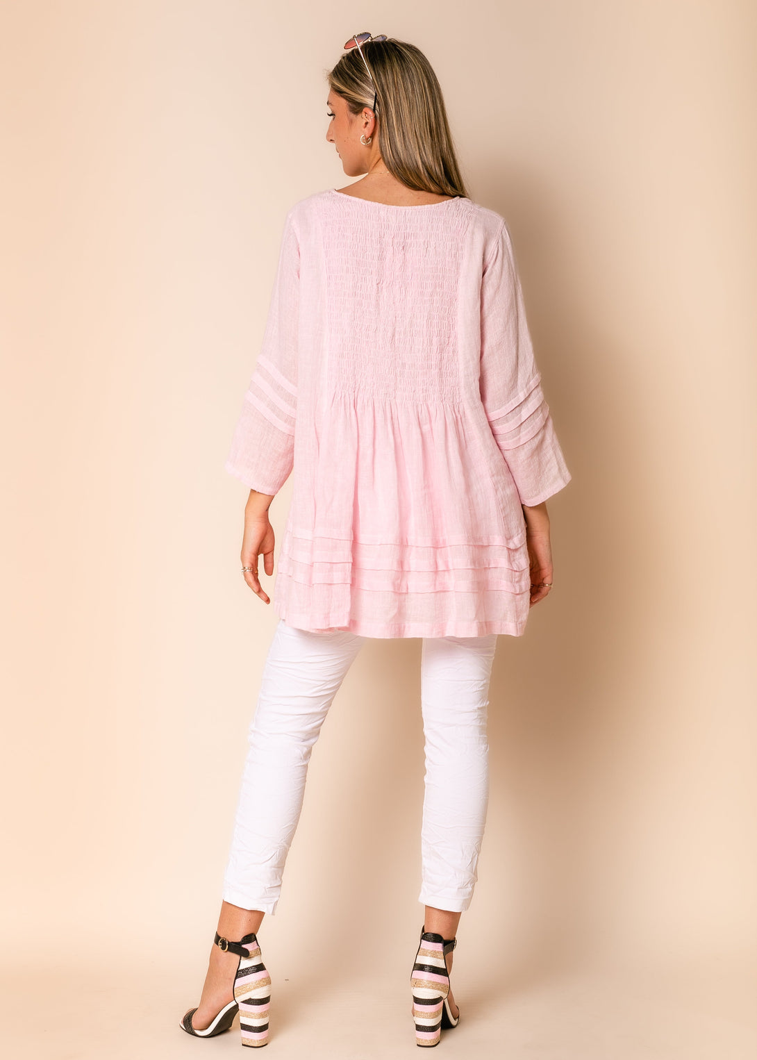 Dolly Linen Top in Blush