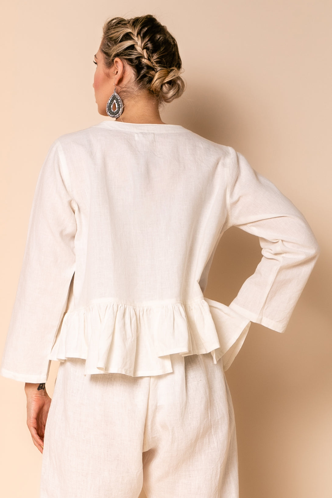 Romy Linen Blend Top in Cream - Imagine Fashion
