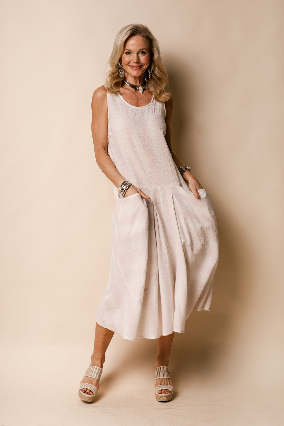 Tiara Cotton Dress in Blush - Imagine Fashion