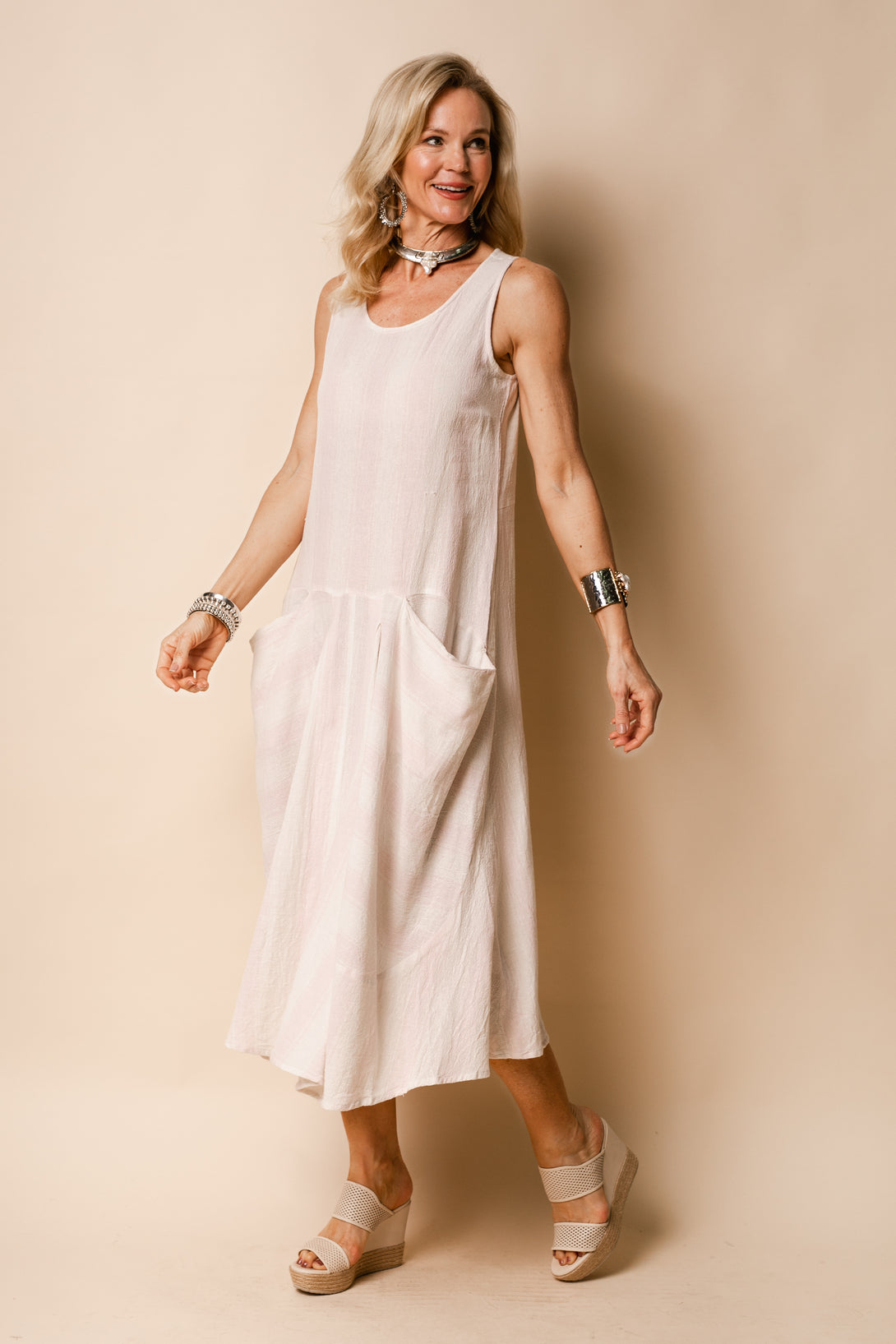 Tiara Cotton Dress in Blush - Imagine Fashion