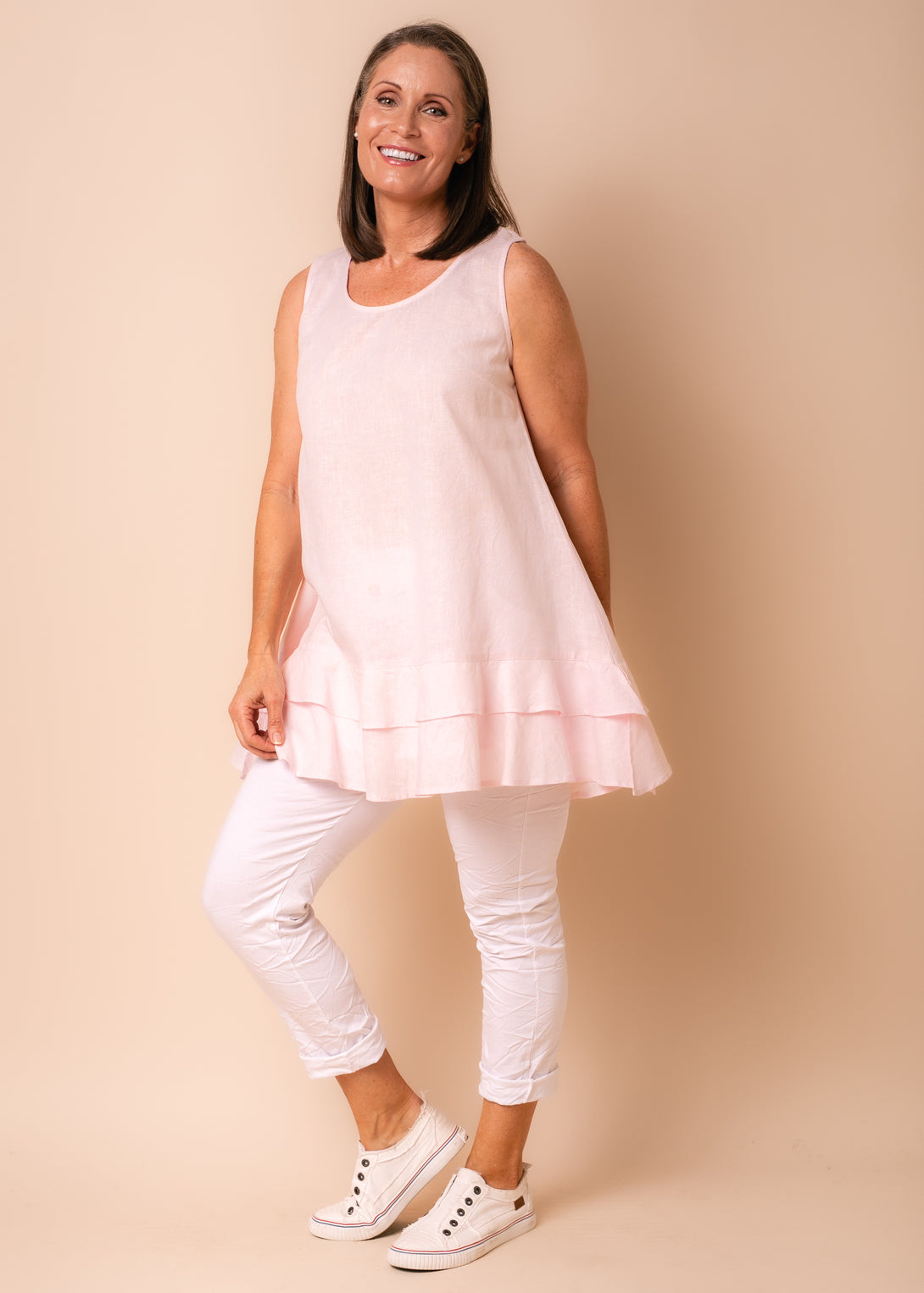 Kirby Linen Blend Top in Blush - Imagine Fashion