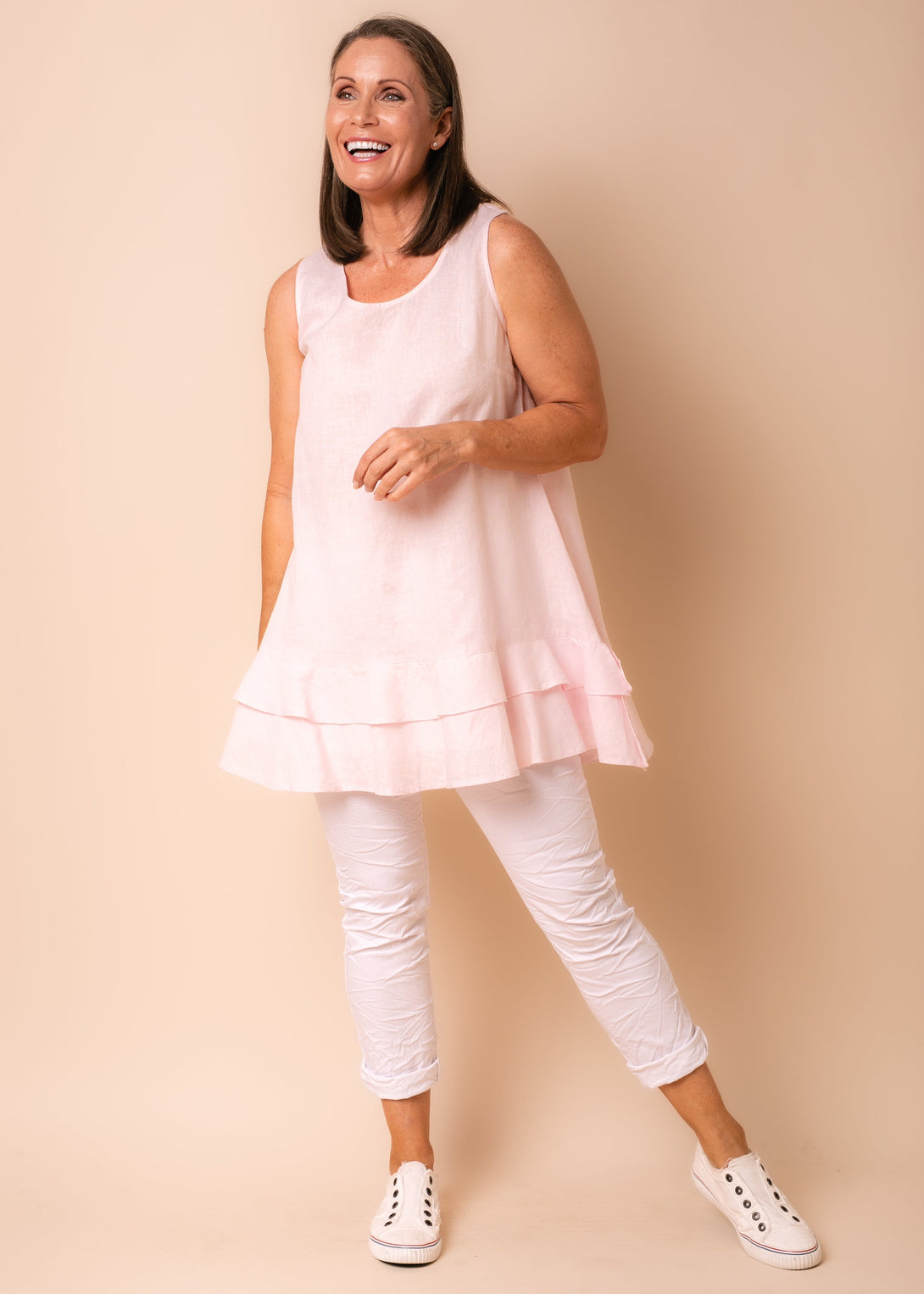 Kirby Linen Blend Top in Blush