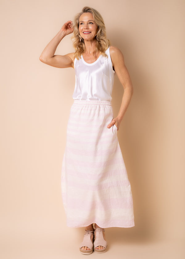 Sinclair Linen Blend Skirt in Blush - Imagine Fashion