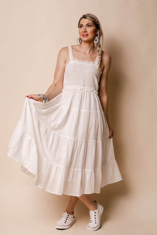 Pia Cotton Dress in Cream - Imagine Fashion
