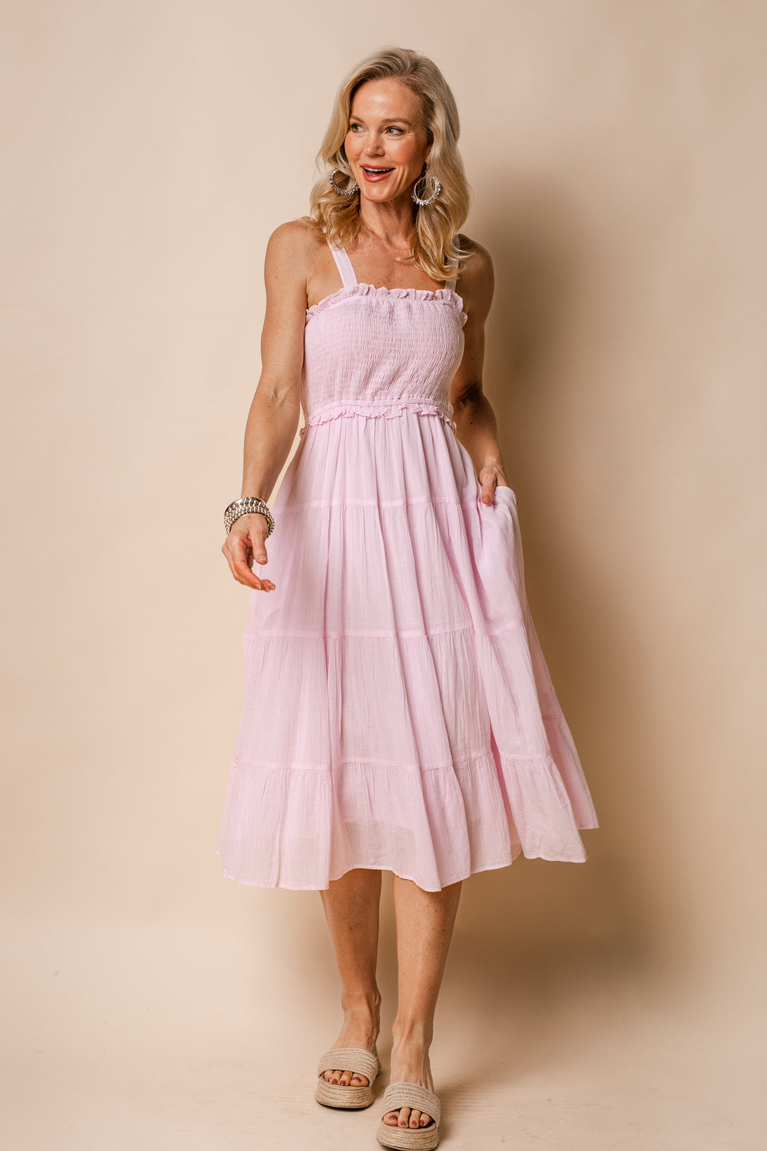 Pia Cotton Dress in Blush - Imagine Fashion