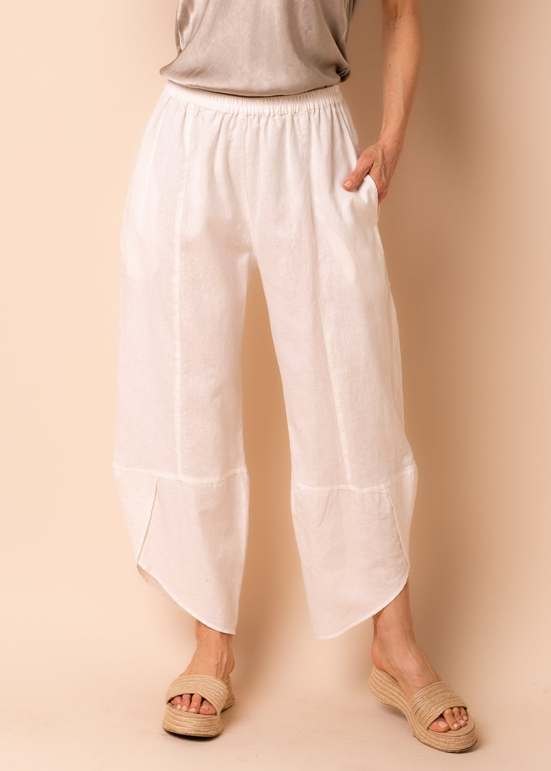 Rowen Linen Blend Pants in Cream - Imagine Fashion