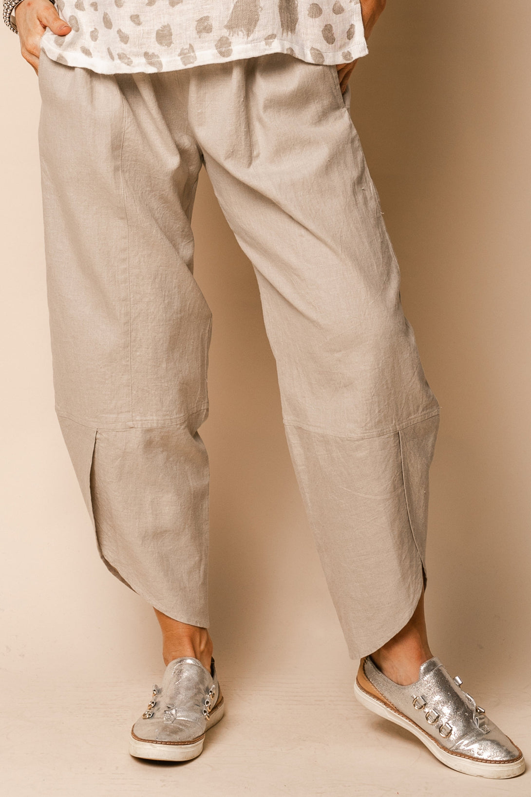 Rowen Linen Blend Pants in Latte - Imagine Fashion