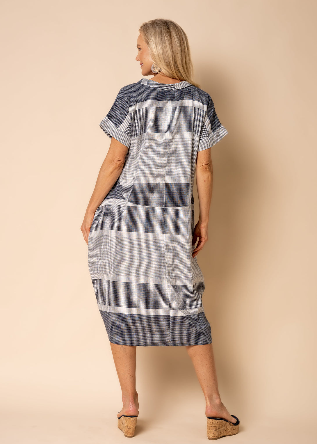 Bobbie Linen Blend Dress in Navy