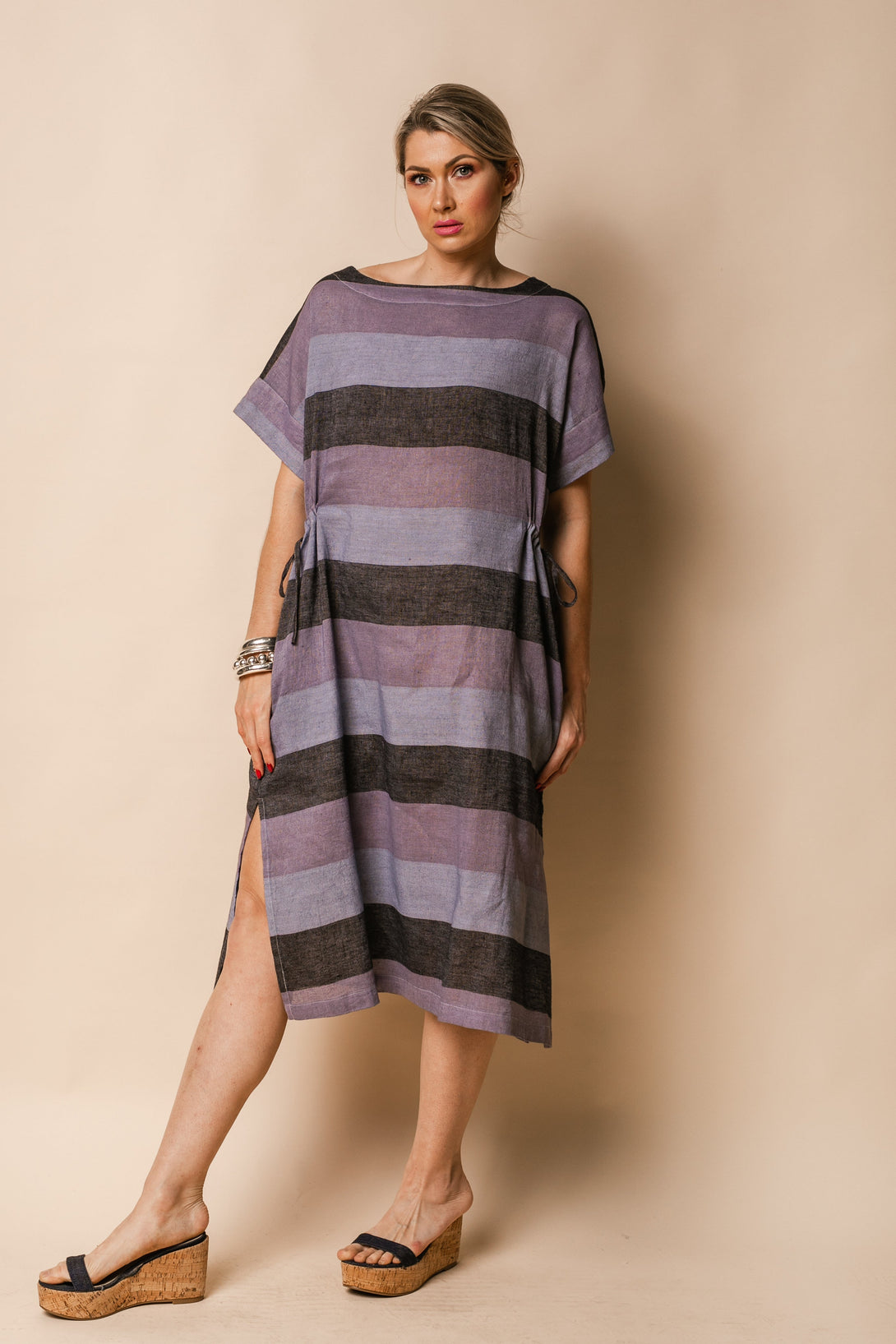 Moxie Linen Blend Dress in Granite