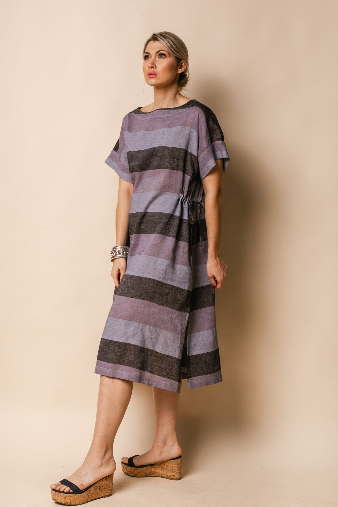 Moxie Linen Blend Dress in Granite