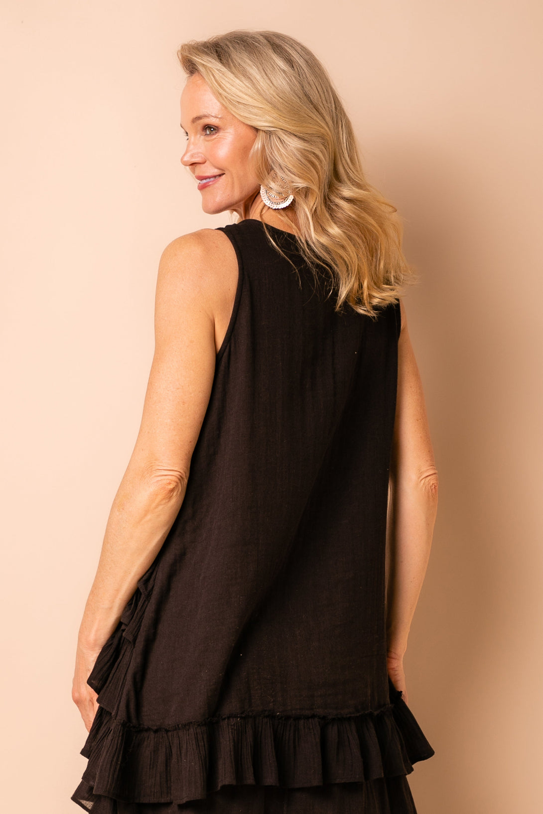 Tullie Cotton Top in Onyx - Imagine Fashion