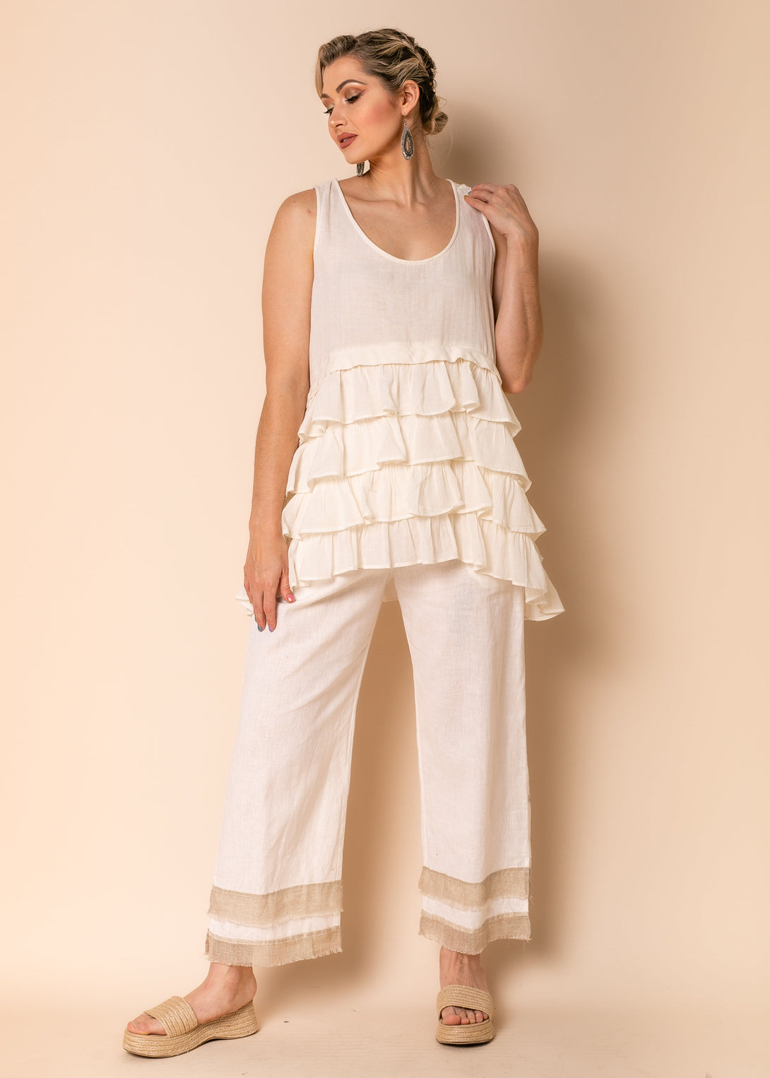 Rio Linen Blend Pants in Cream