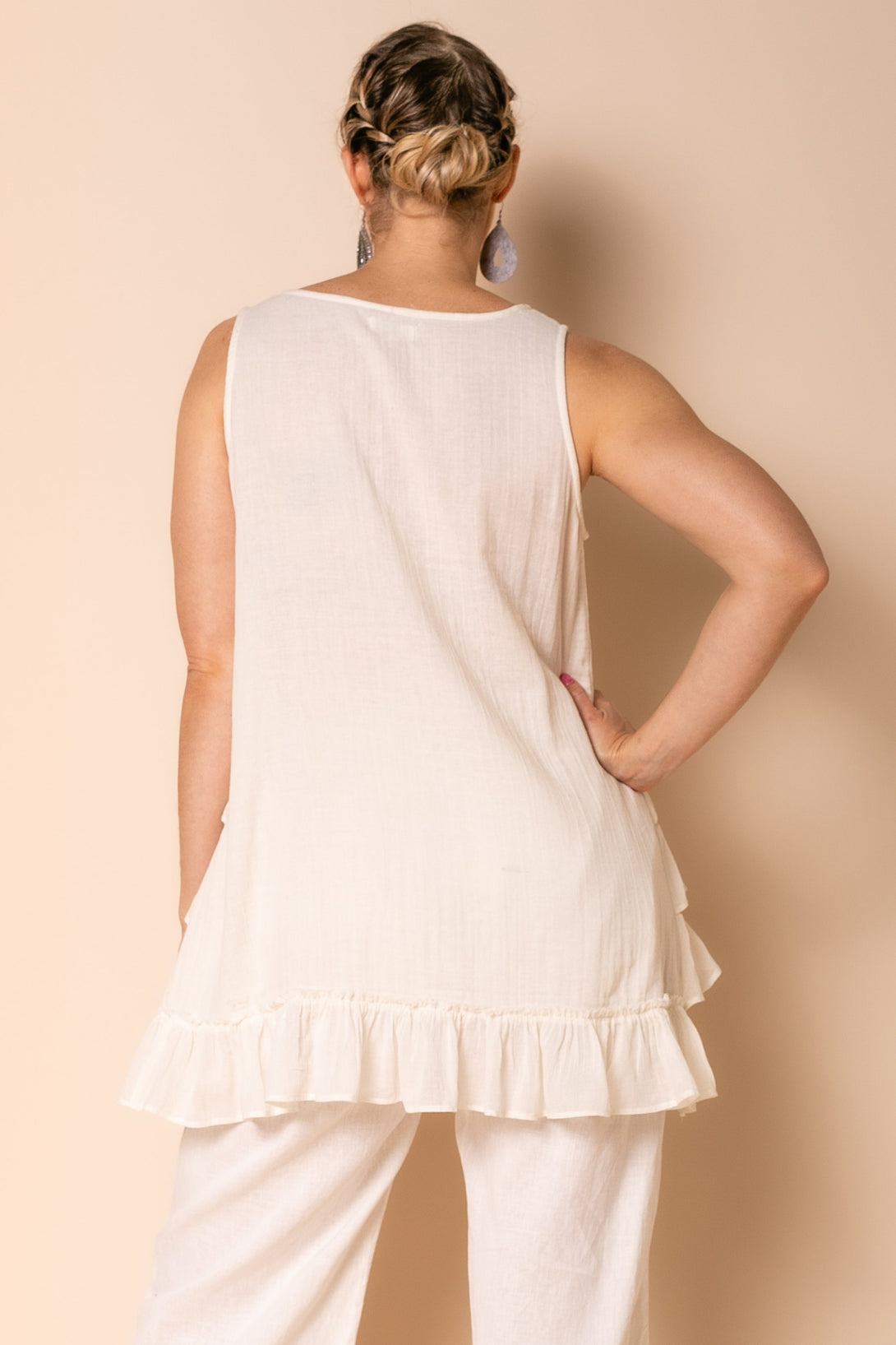 Tullie Cotton Top in Cream - Imagine Fashion