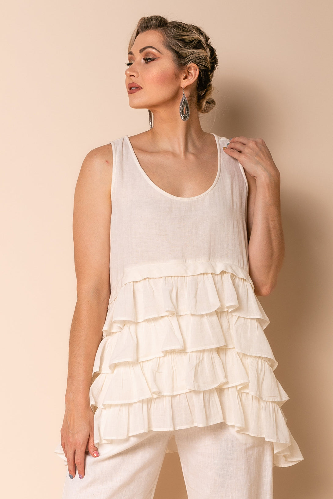 Tullie Cotton Top in Cream - Imagine Fashion