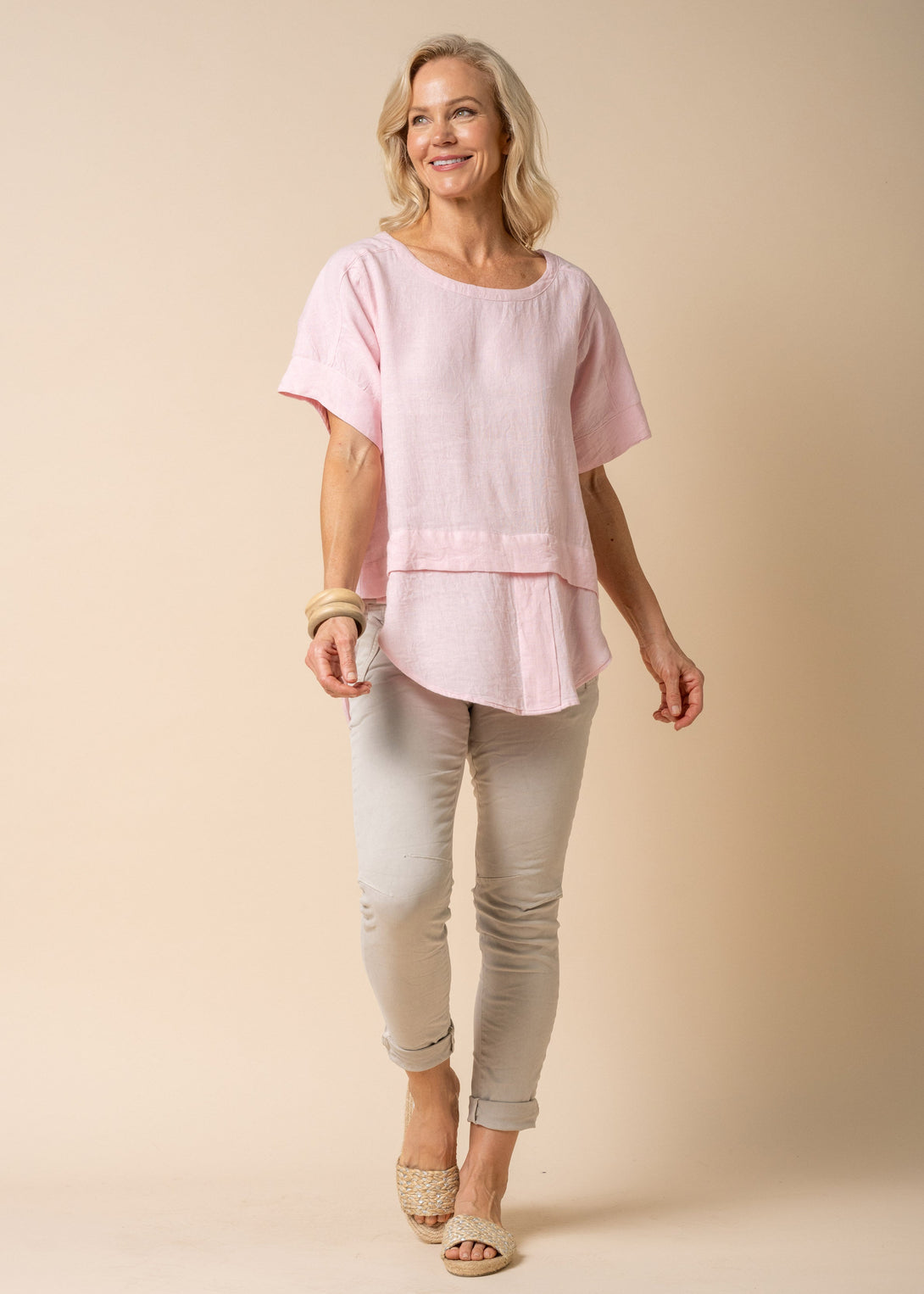 Talulla Linen Top in Blush