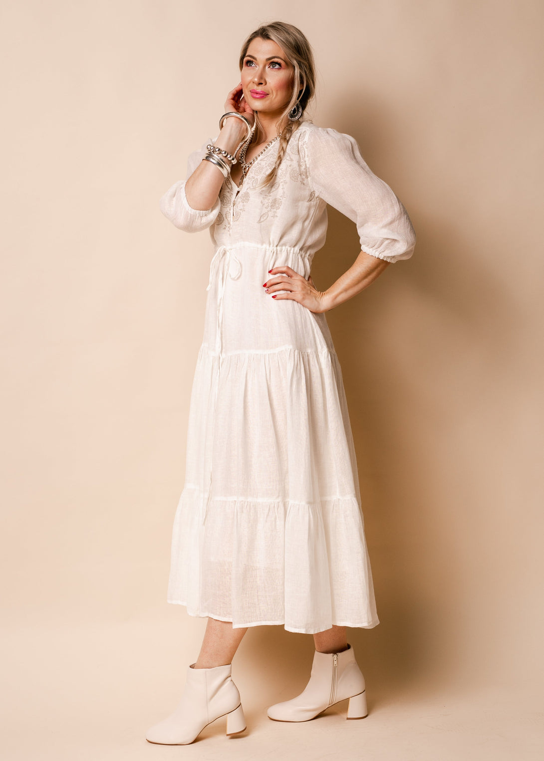 Danica Linen Dress in Cream