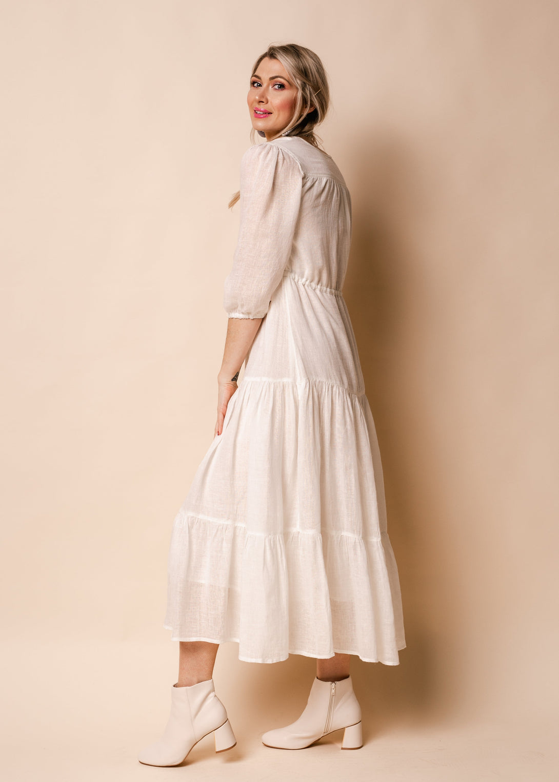 Danica Linen Dress in Cream