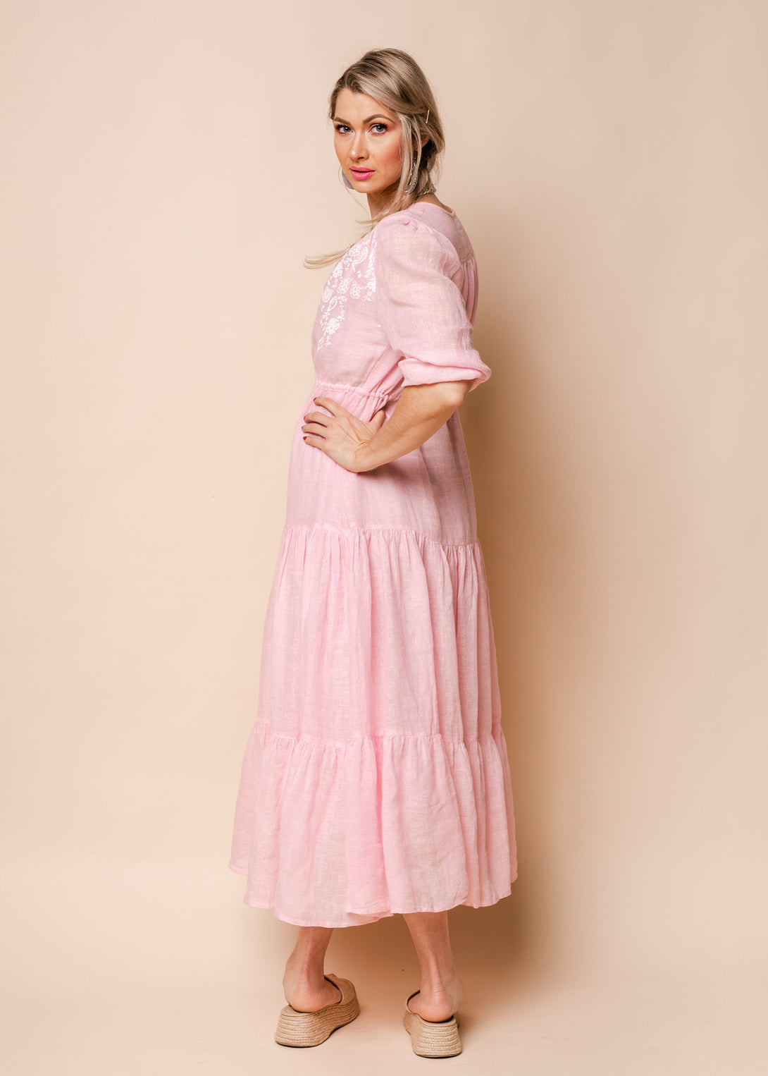 Danica Linen Dress in Blush