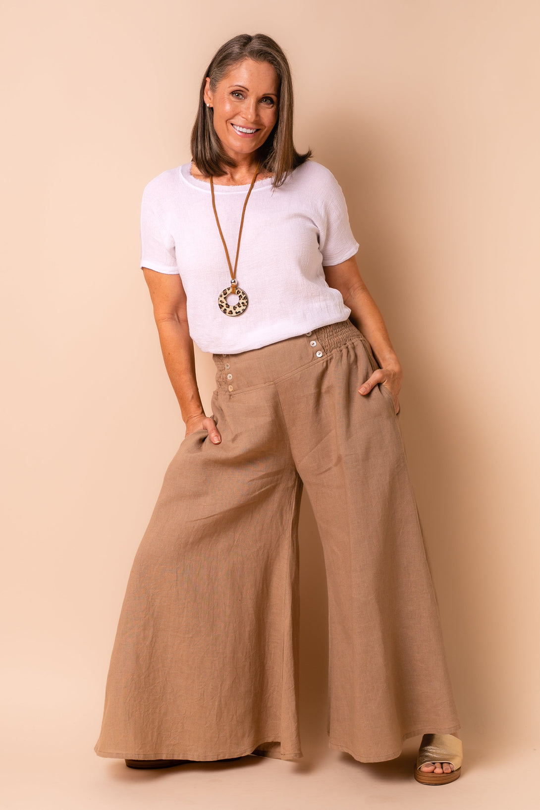 Hayden Linen Pants in Desert