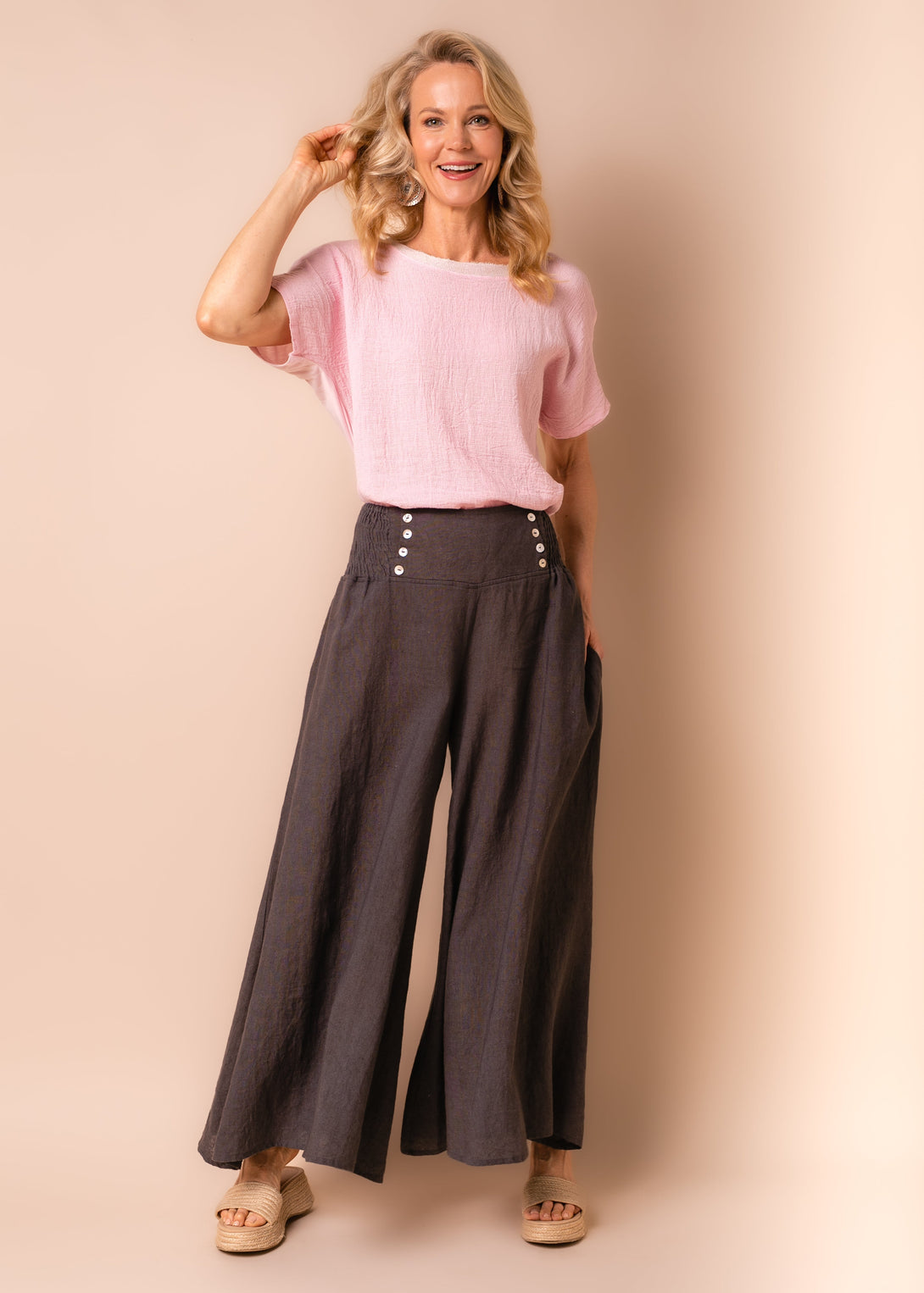 Hayden Linen Pants in Granite