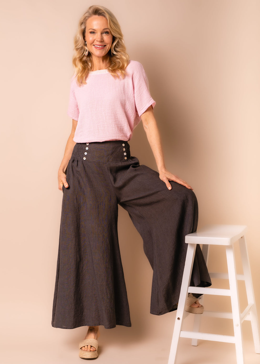 Hayden Linen Pants in Granite