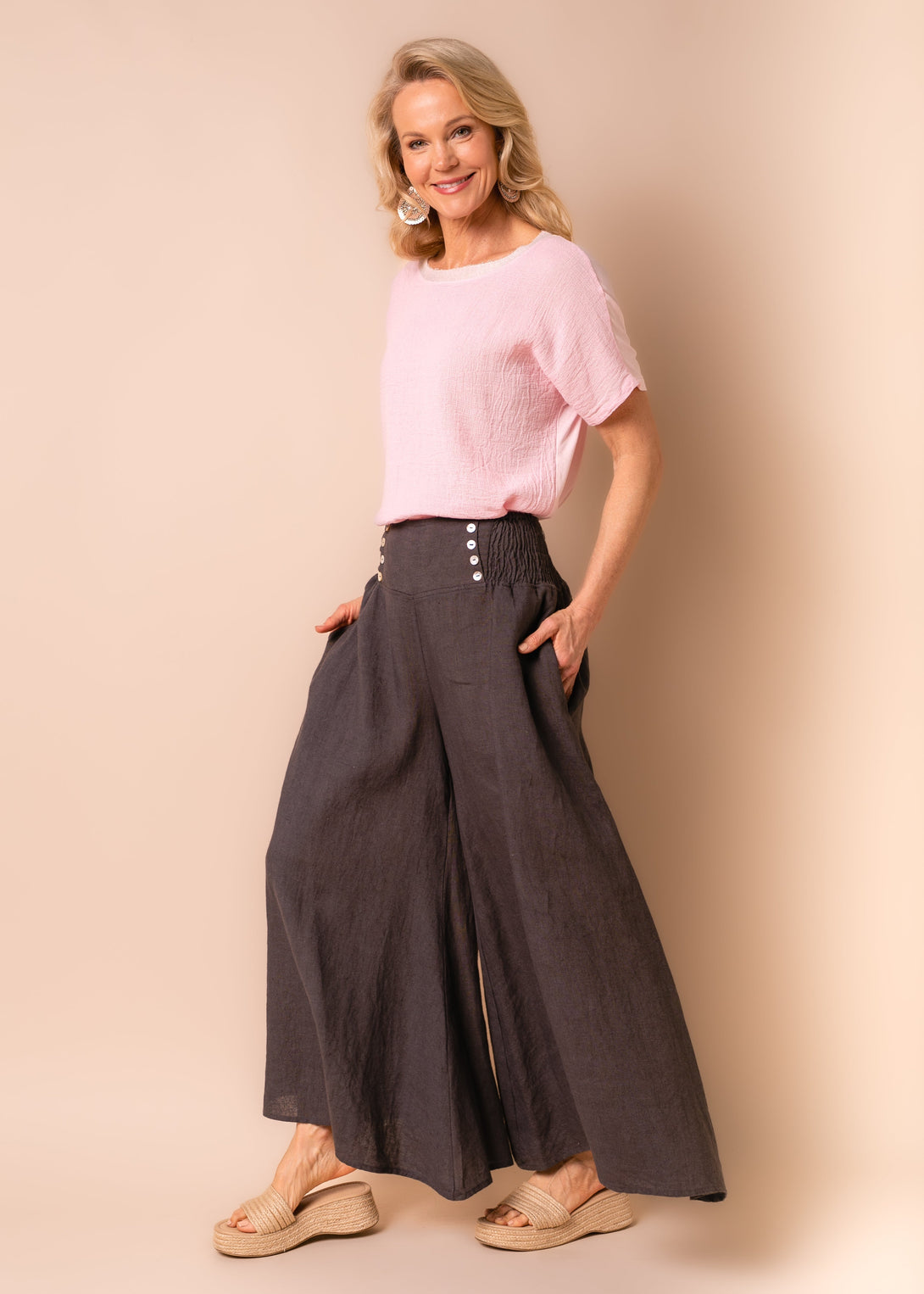 Hayden Linen Pants in Granite