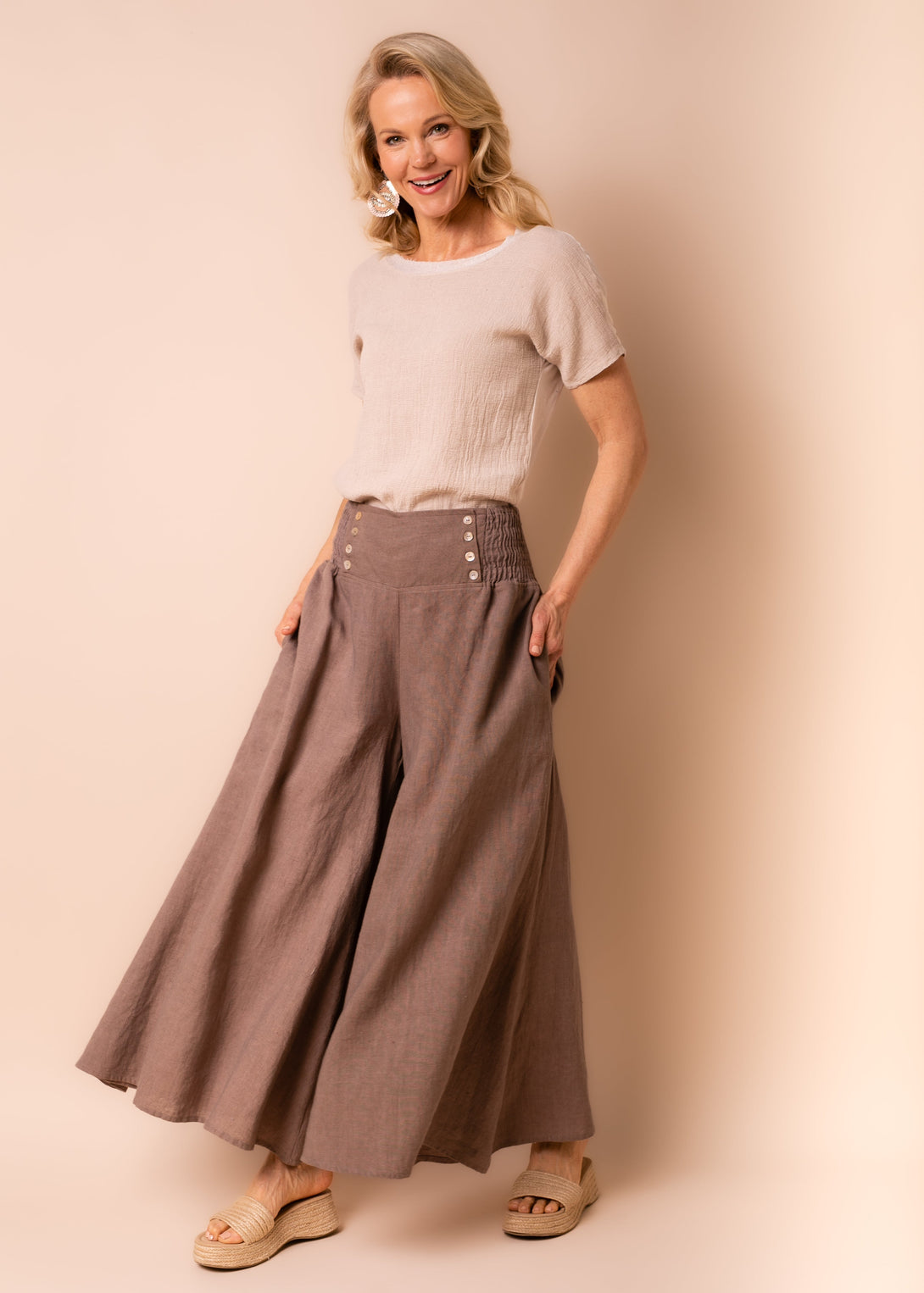 Hayden Linen Pants in Mocha