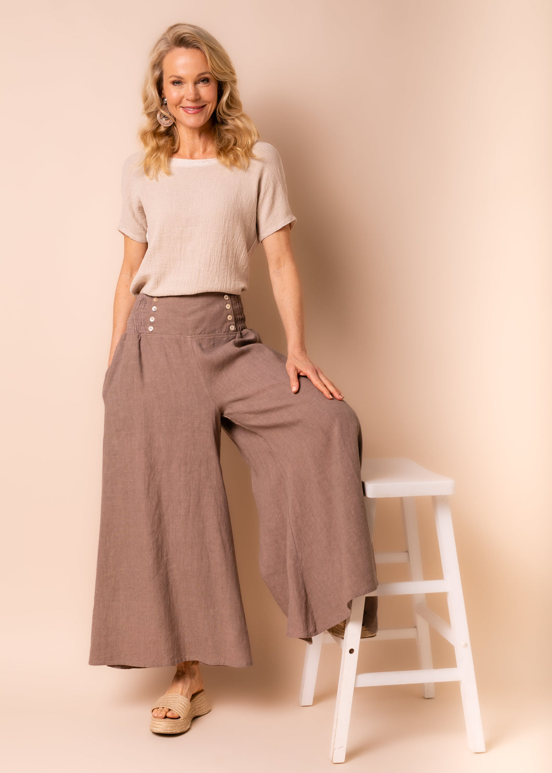 Hayden Linen Pants in Mocha