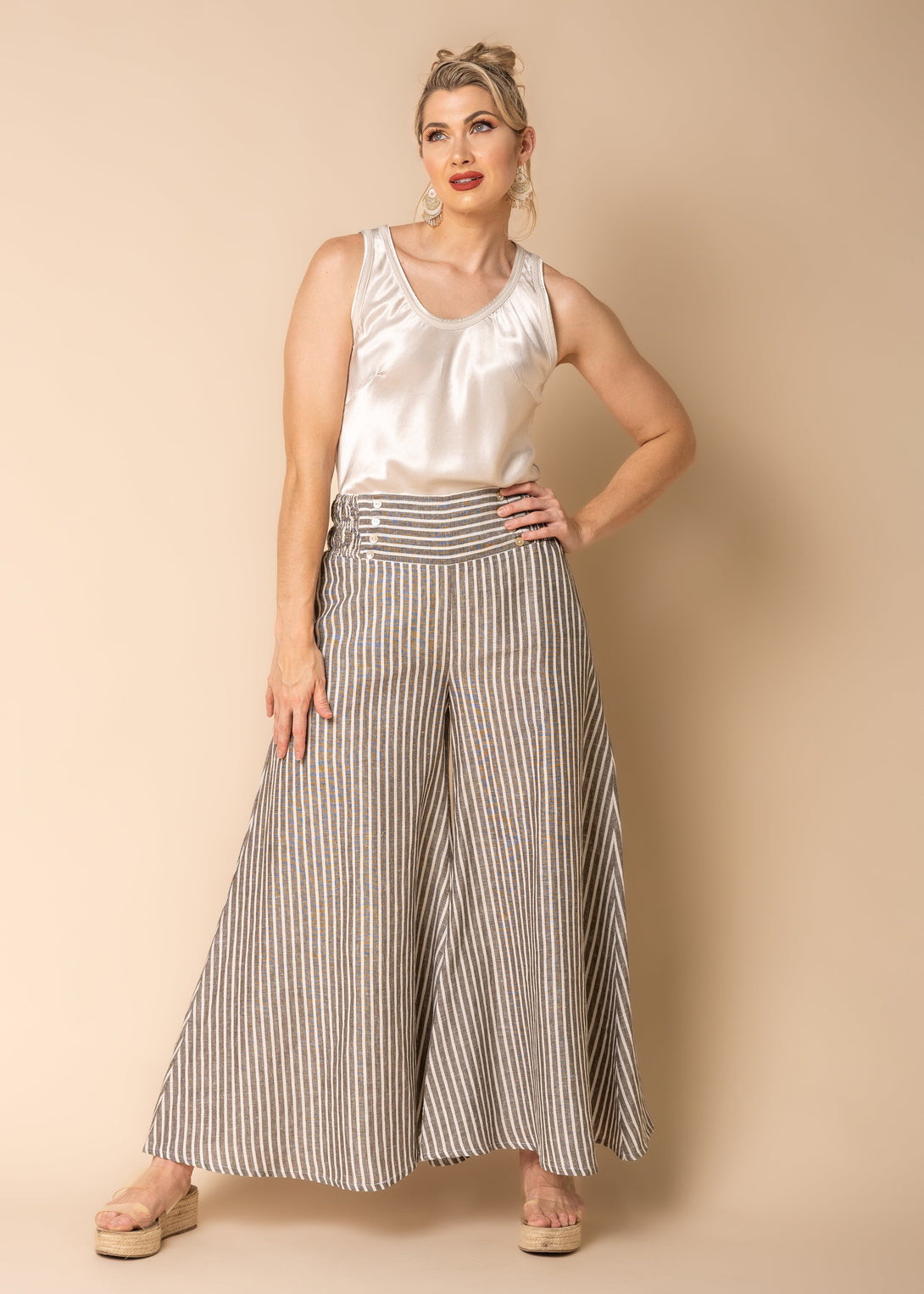 Estella Linen Blend Pants in Khaki