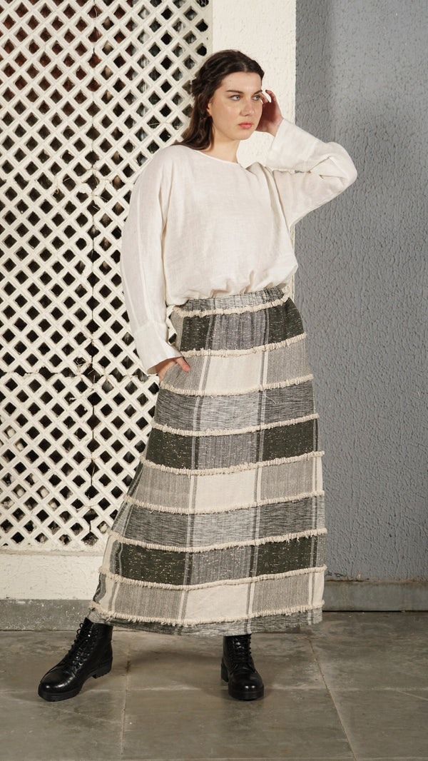 Tanner Cotton Skirt in Khaki
