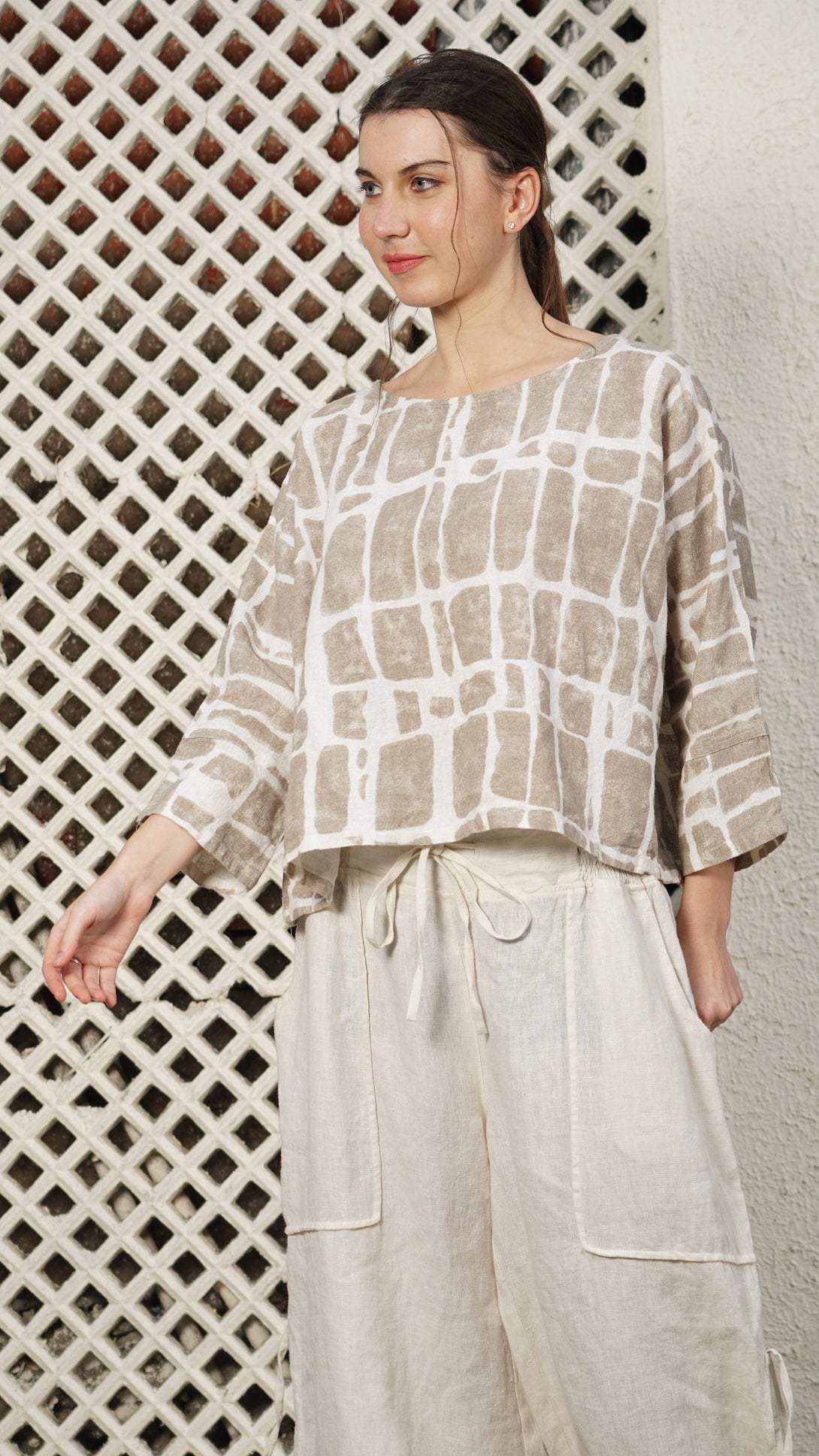 Klaus Linen Blend Top in Cream