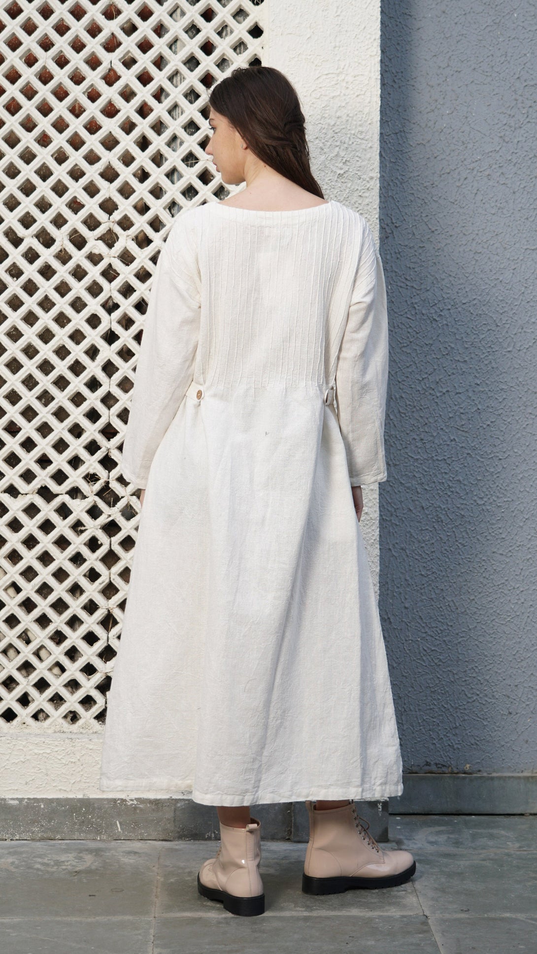 Belinda Linen Blend Dress in Cream