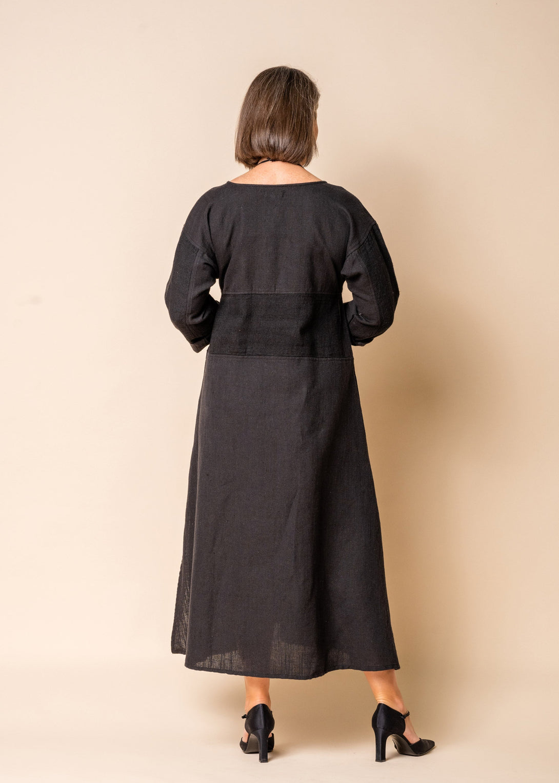 Minnie Linen Blend Dress in Onyx - Faulty