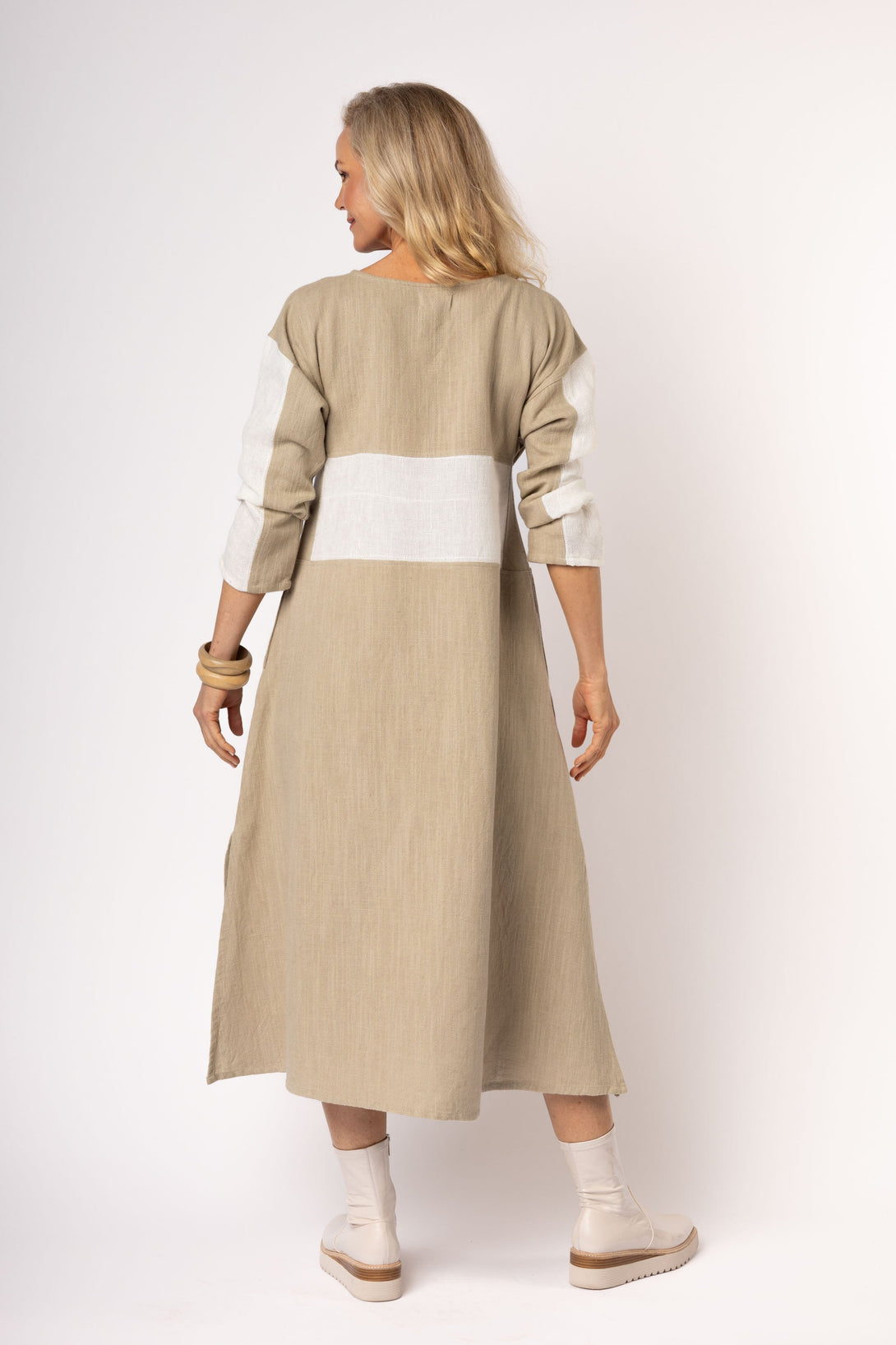 Minnie Linen Blend Dress in Latte - Faulty