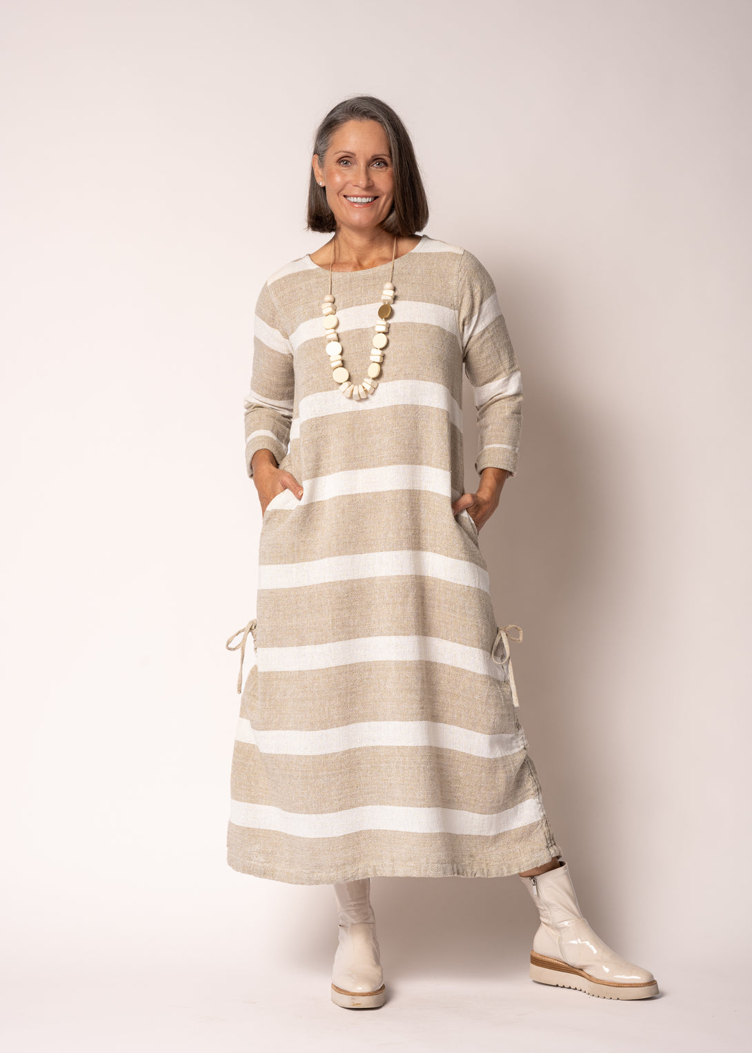 Marvel Cotton Dress in Cream - Imagine Fashion