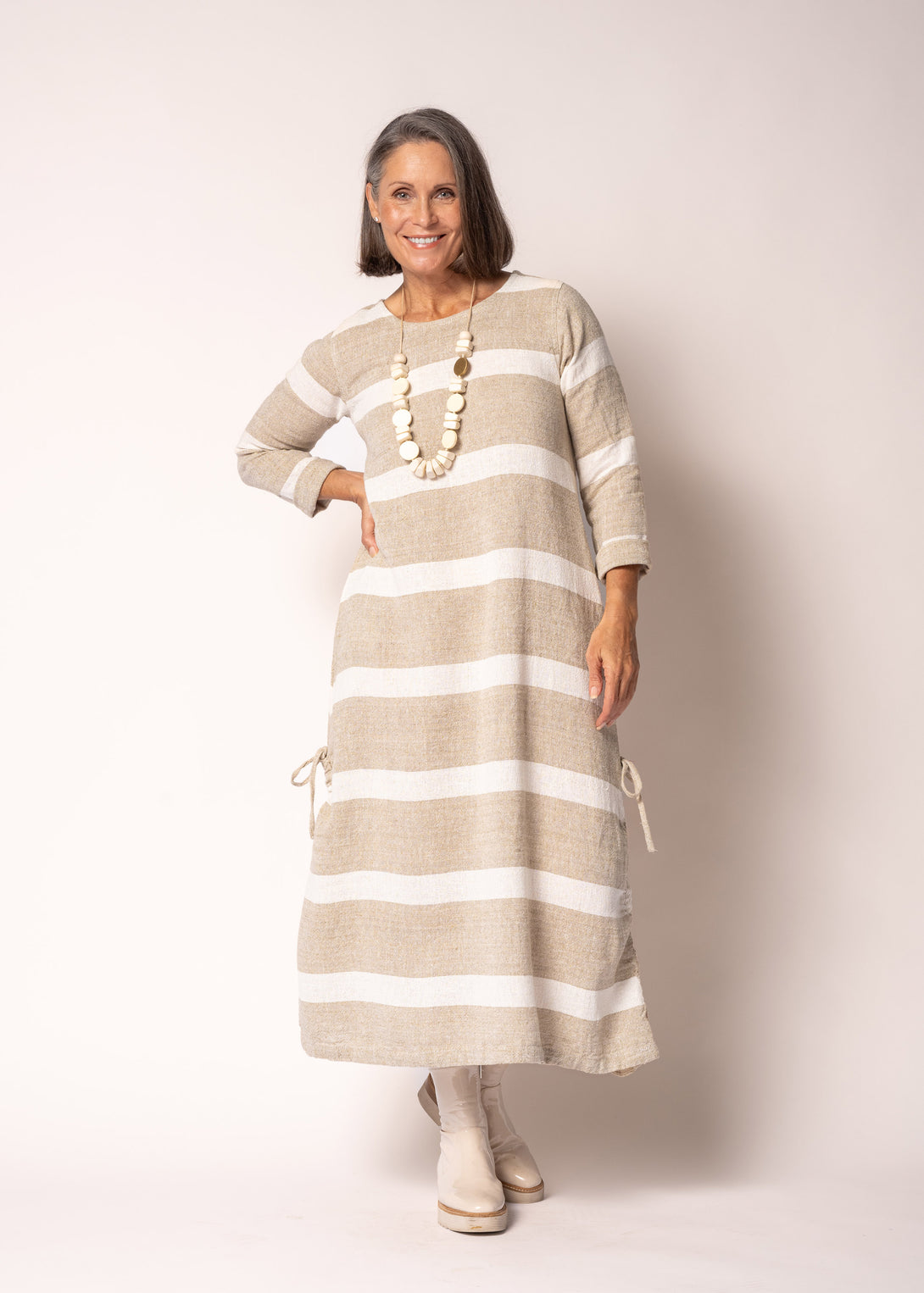 Marvel Cotton Dress in Cream - Imagine Fashion