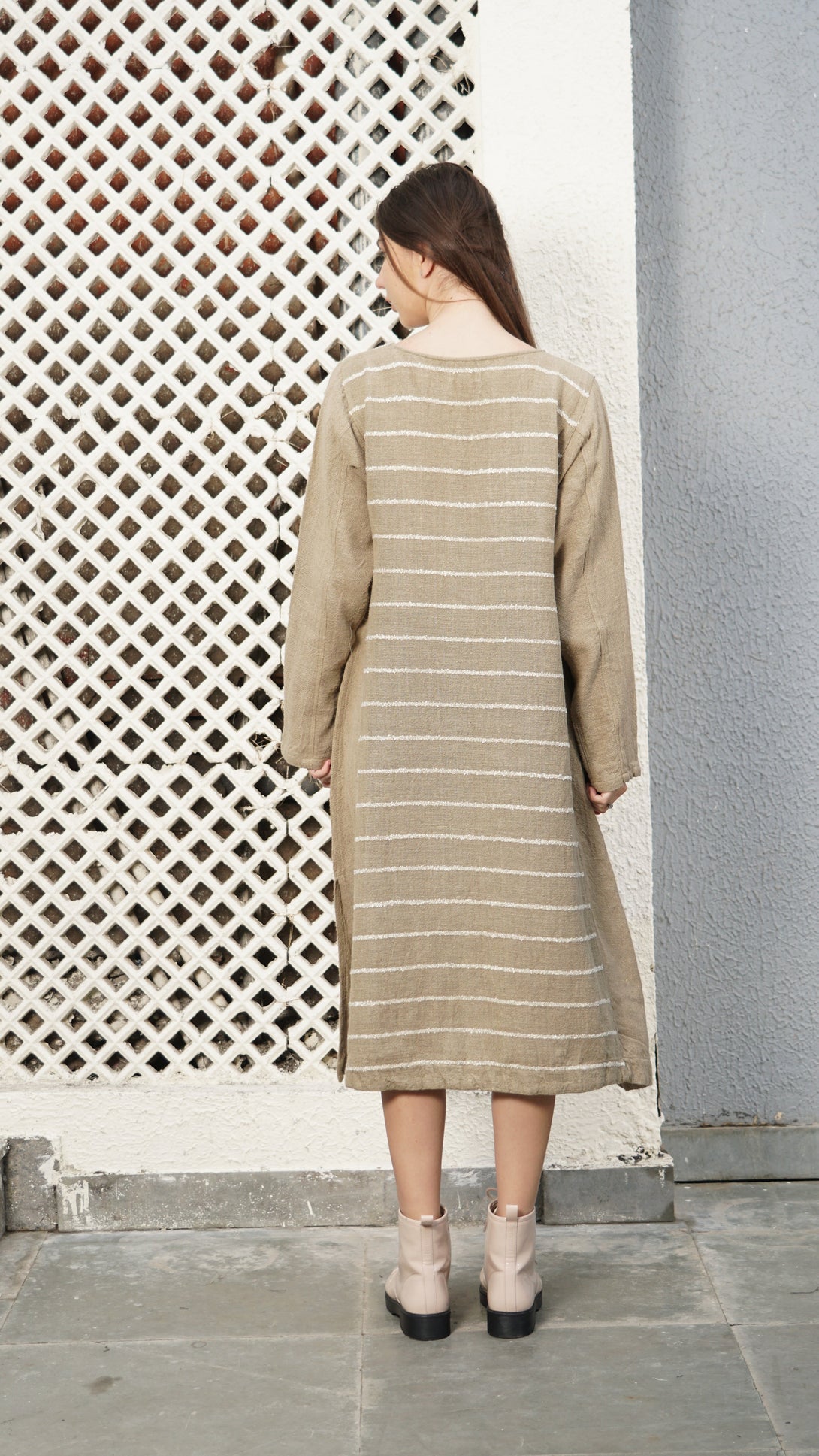 Baxter Linen Blend Dress in Latte