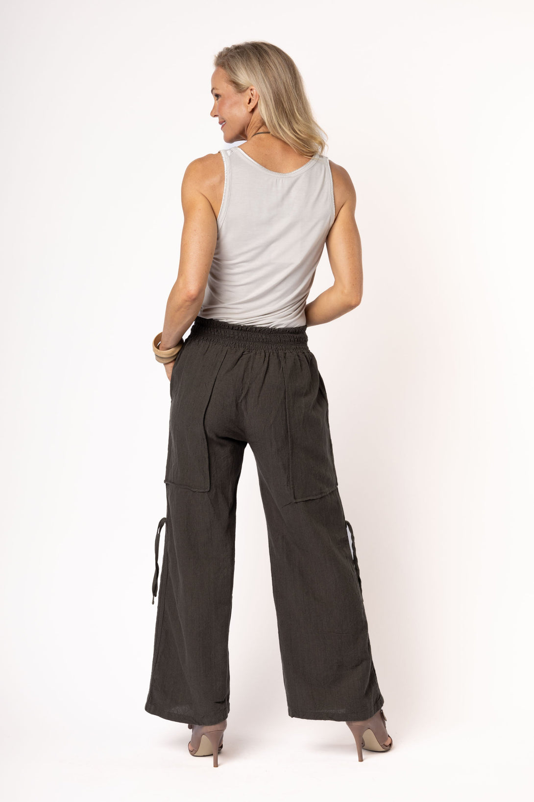 Hugo Linen Blend Pant in Khaki