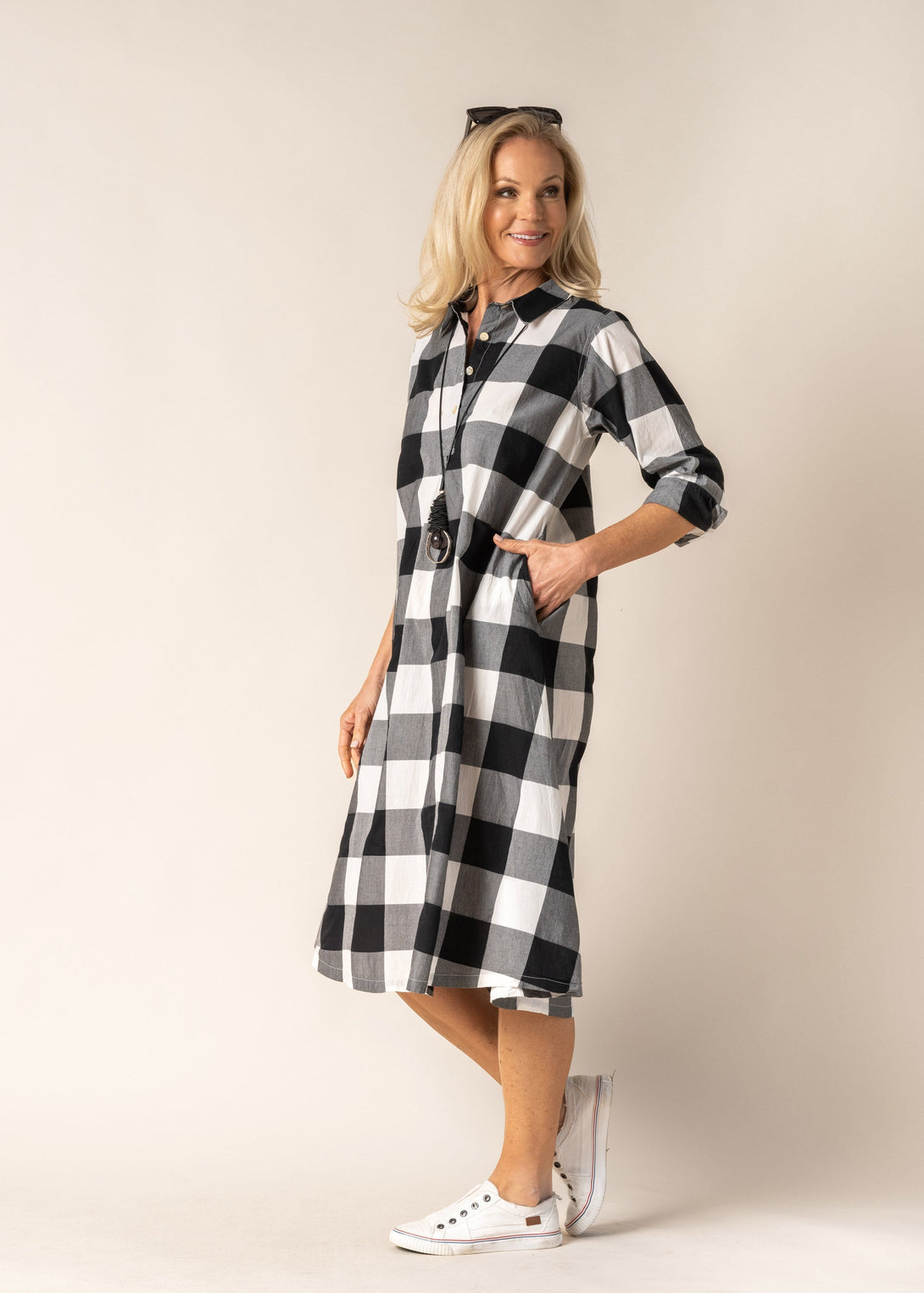 Lolita Cotton Dress in Onyx Check