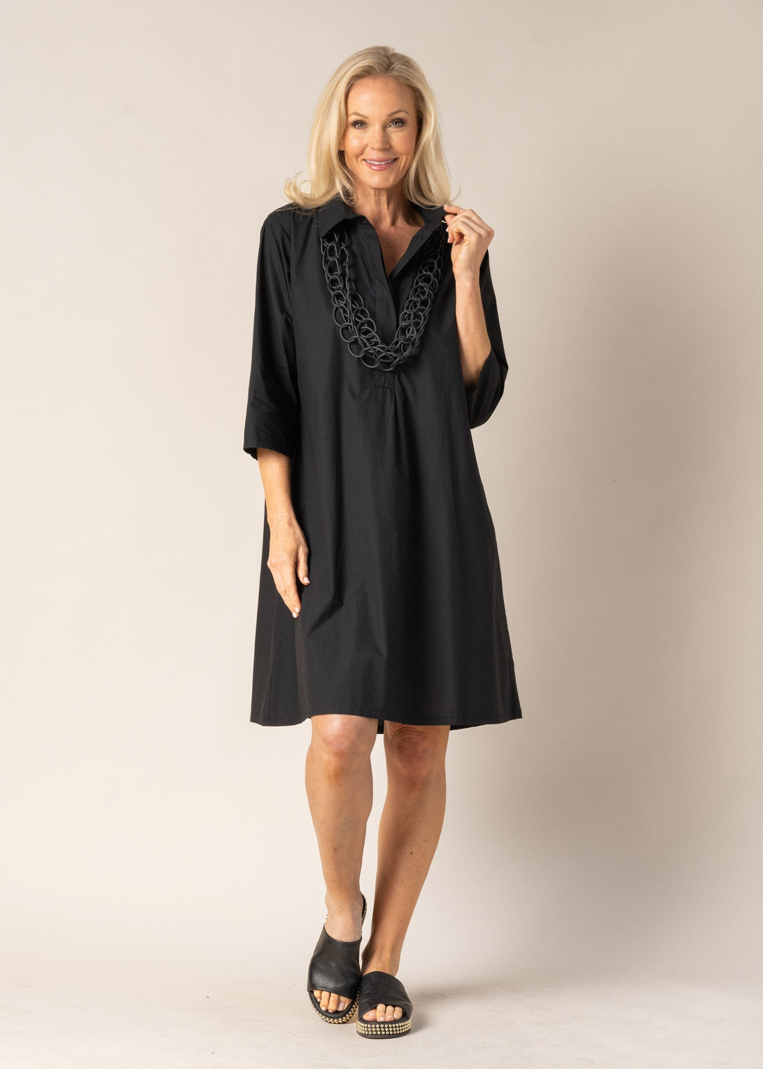 Genevieve Cotton Dress in Onyx