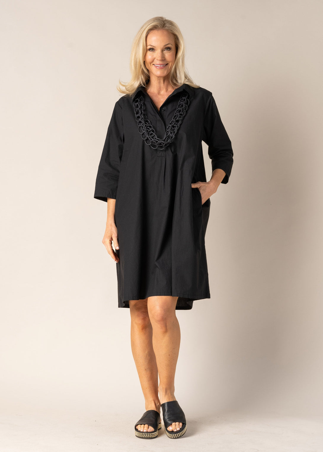 Genevieve Cotton Dress in Onyx