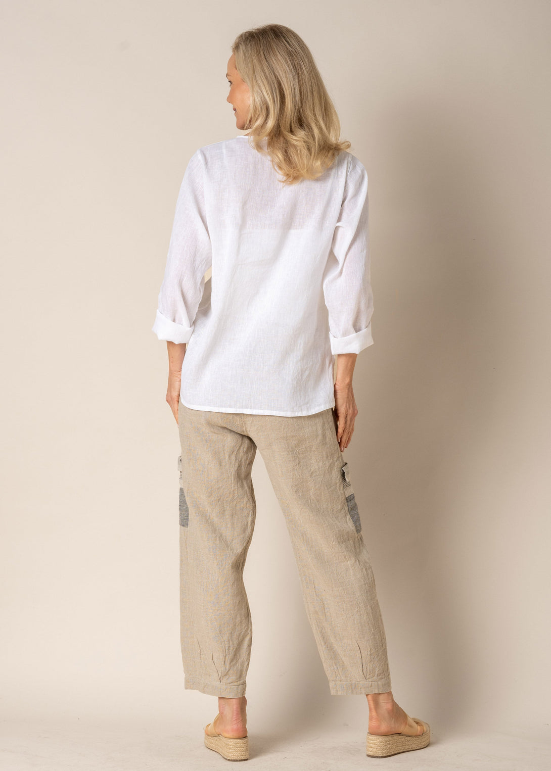 Angelina Linen Top in White