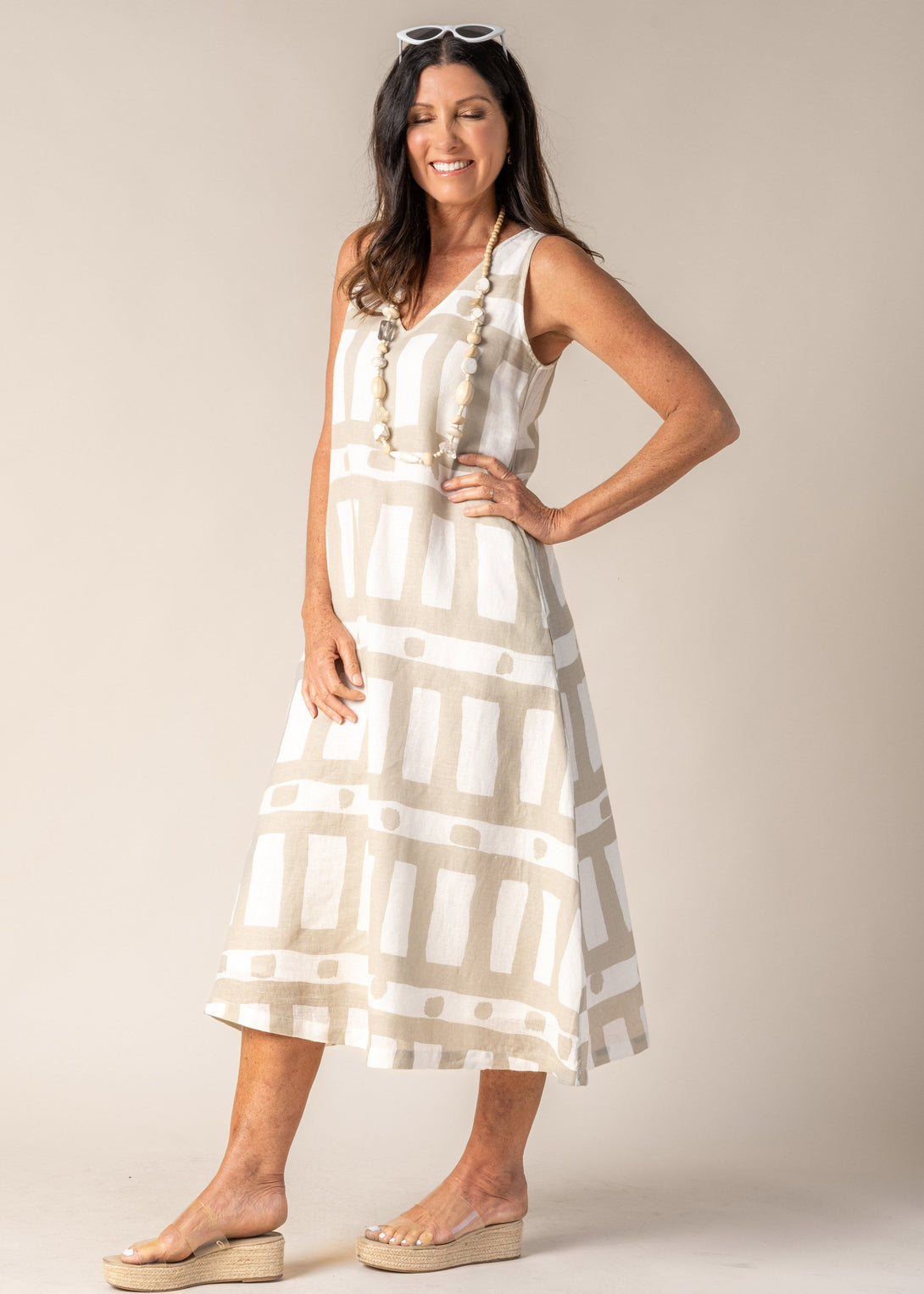 Agnitha Linen Dress in Cream