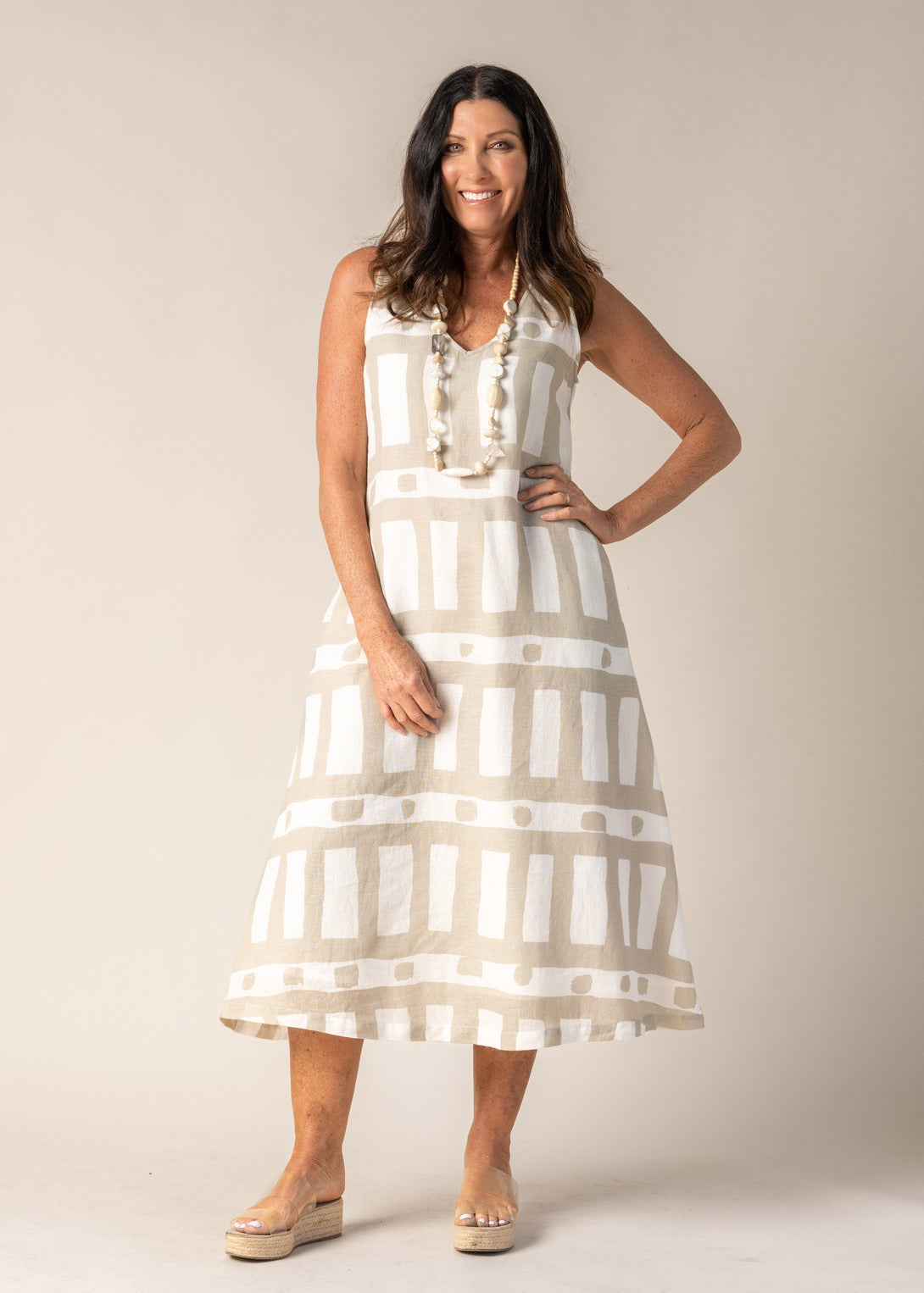 Agnitha Linen Dress in Cream